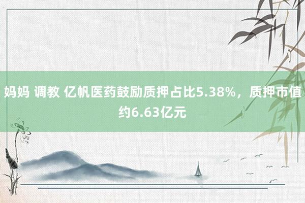 妈妈 调教 亿帆医药鼓励质押占比5.38%，质押市值约6.63亿元