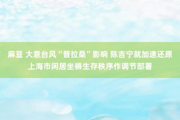 麻豆 大意台风“普拉桑”影响 陈吉宁就加速还原上海市闲居坐褥生存秩序作调节部署