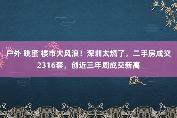 户外 跳蛋 楼市大风浪！深圳太燃了，二手房成交2316套，创近三年周成交新高