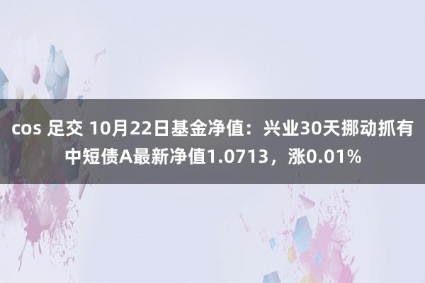 cos 足交 10月22日基金净值：兴业30天挪动抓有中短债A最新净值1.0713，涨0.01%