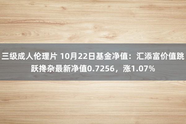 三级成人伦理片 10月22日基金净值：汇添富价值跳跃搀杂最新净值0.7256，涨1.07%