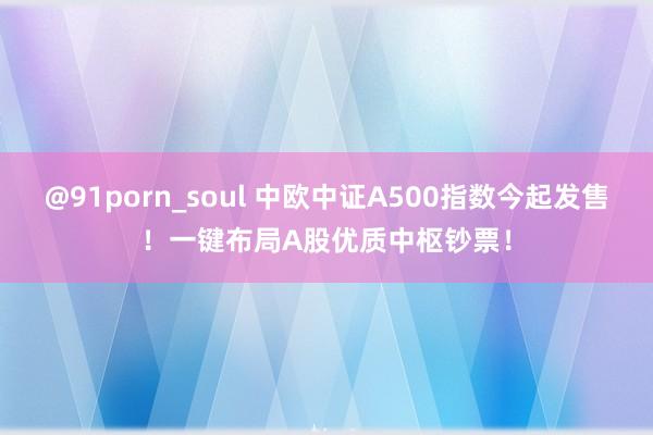 @91porn_soul 中欧中证A500指数今起发售！一键布局A股优质中枢钞票！