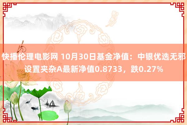 快播伦理电影网 10月30日基金净值：中银优选无邪设置夹杂A最新净值0.8733，跌0.27%