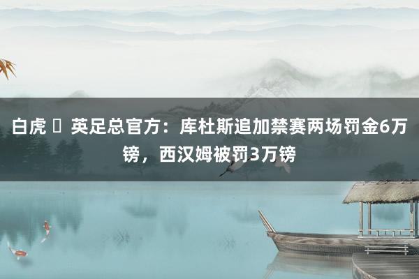 白虎 ❗英足总官方：库杜斯追加禁赛两场罚金6万镑，西汉姆被罚3万镑