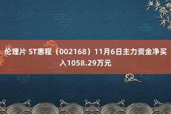 伦理片 ST惠程（002168）11月6日主力资金净买入1058.29万元