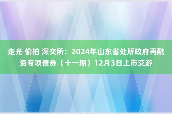 走光 偷拍 深交所：2024年山东省处所政府再融资专项债券（十一期）12月3日上市交游