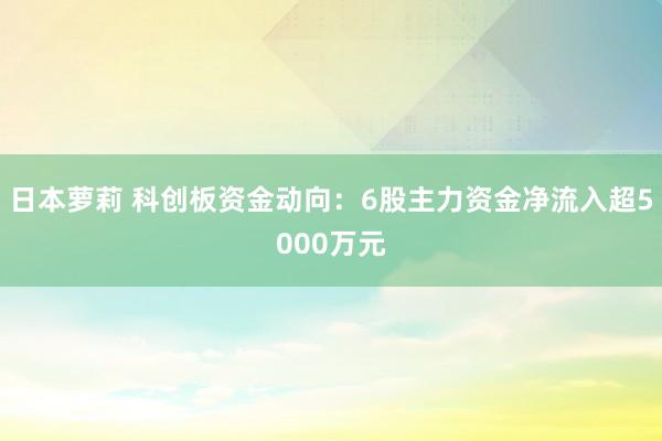 日本萝莉 科创板资金动向：6股主力资金净流入超5000万元