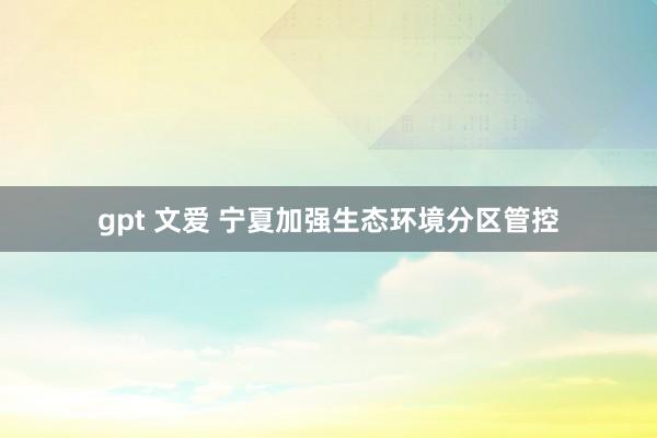 gpt 文爱 宁夏加强生态环境分区管控