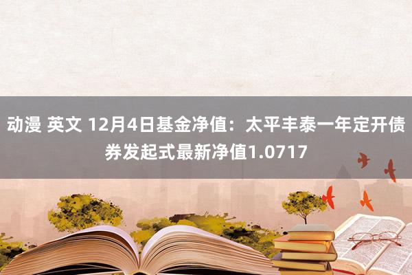 动漫 英文 12月4日基金净值：太平丰泰一年定开债券发起式最新净值1.0717