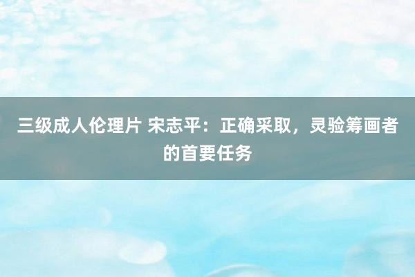 三级成人伦理片 宋志平：正确采取，灵验筹画者的首要任务