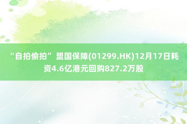 “自拍偷拍” 盟国保障(01299.HK)12月17日耗资4.6亿港元回购827.2万股