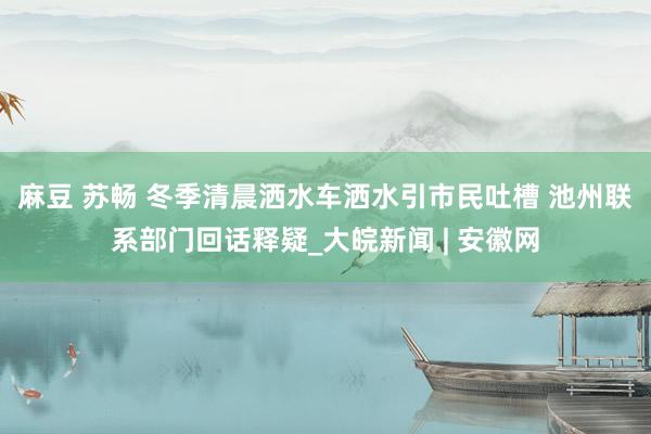 麻豆 苏畅 冬季清晨洒水车洒水引市民吐槽 池州联系部门回话释疑_大皖新闻 | 安徽网