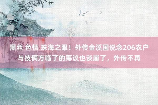 黑丝 色情 珠海之眼！外传金溪国说念206农户与技俩方临了的筹议也谈崩了，外传不再