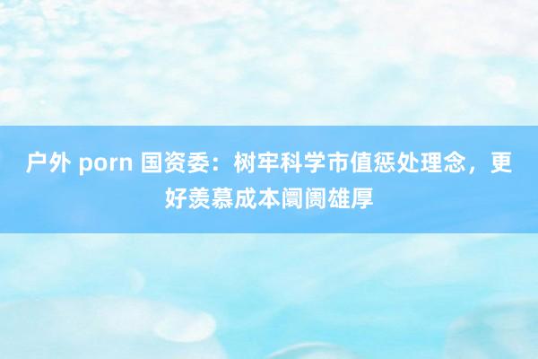 户外 porn 国资委：树牢科学市值惩处理念，更好羡慕成本阛阓雄厚