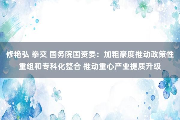 修艳弘 拳交 国务院国资委：加粗豪度推动政策性重组和专科化整合 推动重心产业提质升级