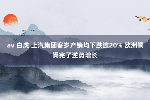 av 白虎 上汽集团客岁产销均下跌逾20% 欧洲阛阓完了逆势增长