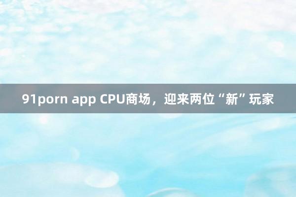 91porn app CPU商场，迎来两位“新”玩家