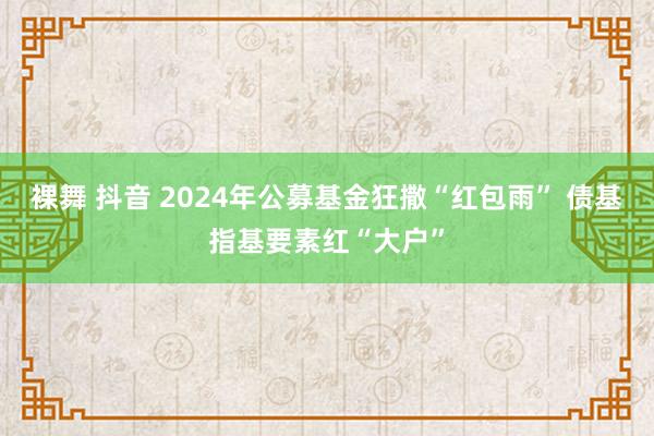 裸舞 抖音 2024年公募基金狂撒“红包雨” 债基指基要素红“大户”