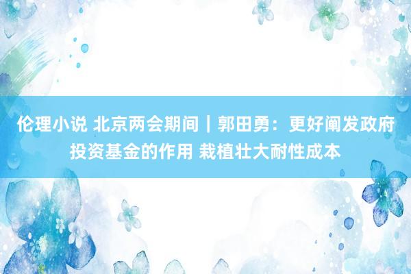 伦理小说 北京两会期间｜郭田勇：更好阐发政府投资基金的作用 栽植壮大耐性成本