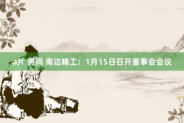 a片 男同 南边精工：1月15日召开董事会会议